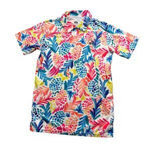Gashouse Golf Medium Polo Tropical  Short Sleeve Polo 1/4 Button Athletic Tennis